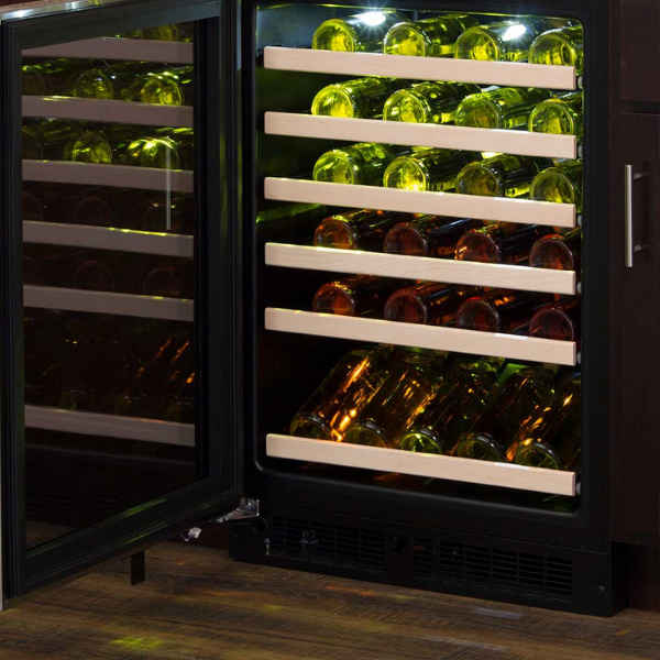 Marvel 24-In Built-In High-Efficiency Single Zone Wine Refrigerator Stainless Steel Glass Reversible Door With Display Rack