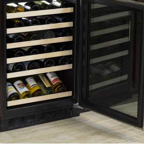 Marvel 24-In Built-In High-Efficiency Single Zone Wine Refrigerator Stainless Steel Glass Reversible Door With Display Rack