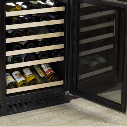 Marvel 24-In Built-In High-Efficiency Single Zone Wine Refrigerator Stainless Steel Glass Reversible Door With Display Rack