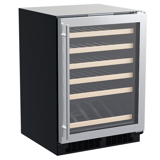 Marvel 24-In Built-In High-Efficiency Single Zone Wine Refrigerator Stainless Steel Glass Reversible Door With Display Rack