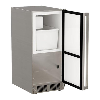 Marvel 15-In Outdoor Built-In Crescent Ice Machine Stainless Steel Solid Reversible Door
