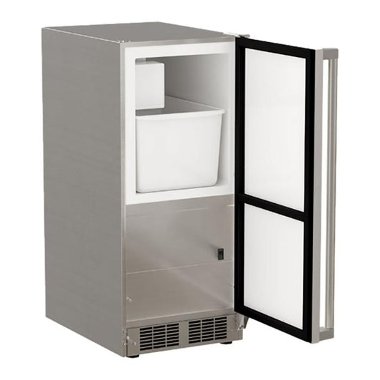 Marvel 15-In Outdoor Built-In Crescent Ice Machine Stainless Steel Solid Reversible Door