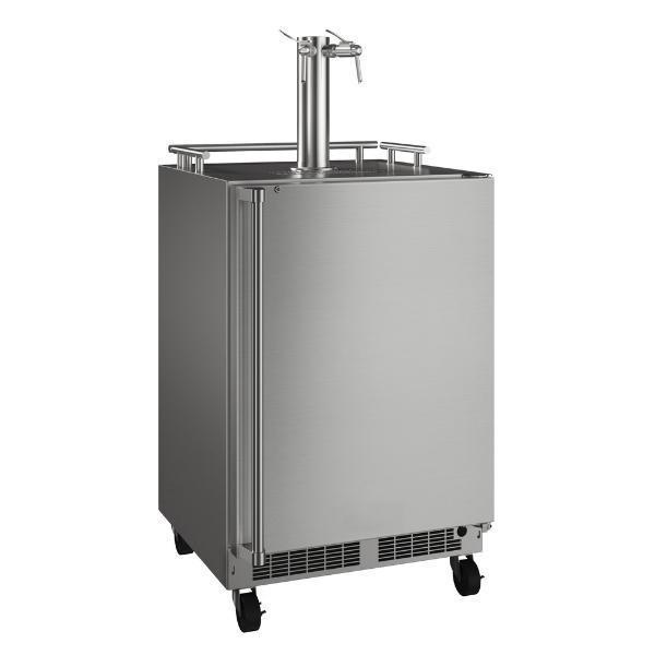 Marvel 24-in Outdoor Mobile Dispenser with Twin Wine & Beverage Tap Stainless Steel Lock Reversible Door