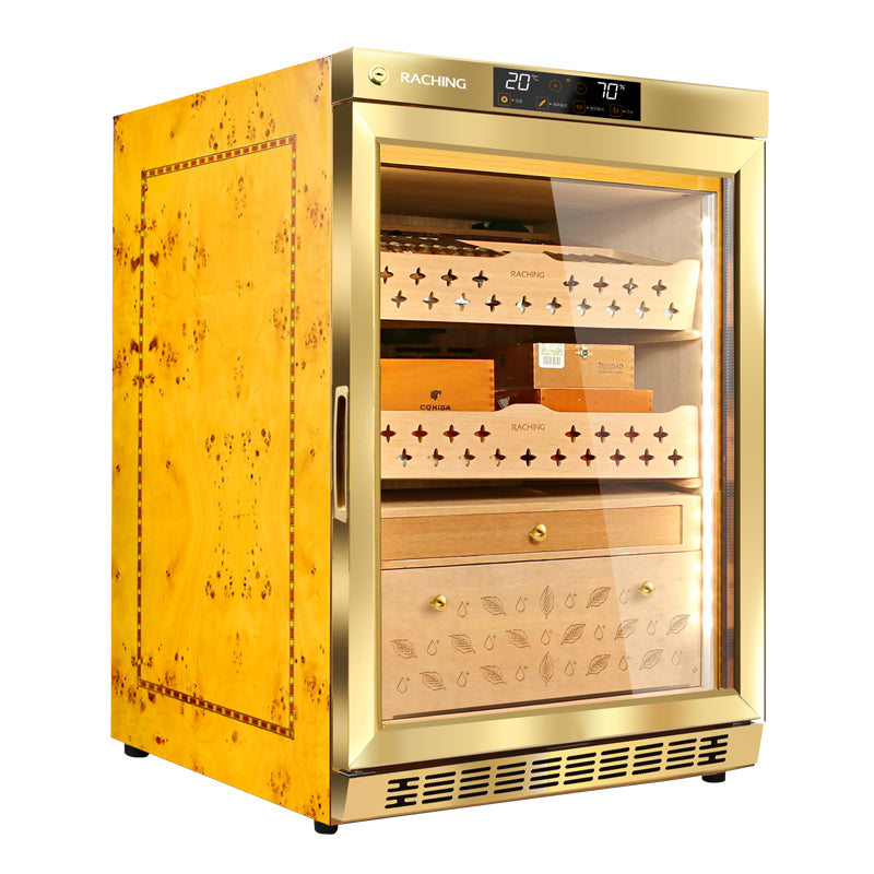Raching MON800A Precision Electronic Cigar Humidor Cabinet – Gold with Ammonia Removal | 500–600 Cigar Capacity