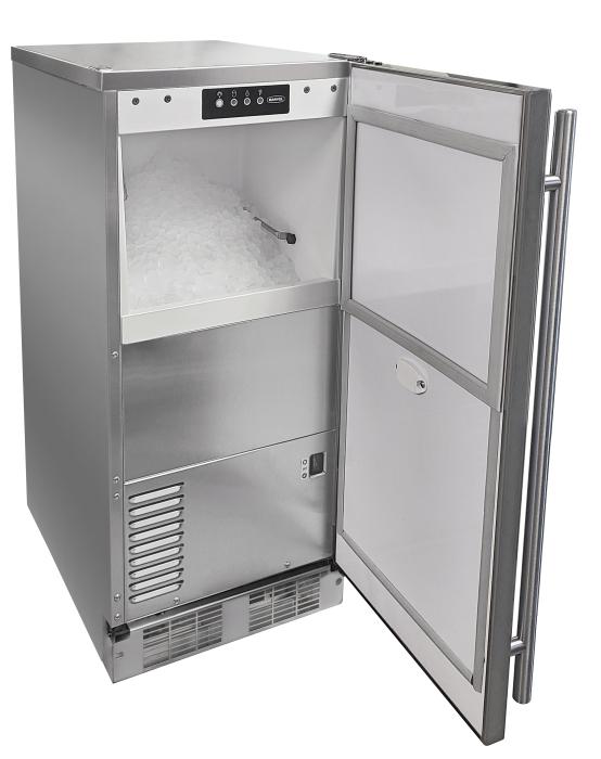 Marvel 15 inch Outdoor Nugget Ice Machine  Stainless Steel Solid Reversible Door