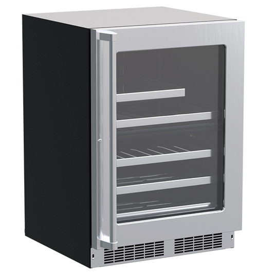 Marvel 24-In Professional Built-In Dual Zone Wine And Beverage Center Stainless Steel Glass Lock Reversible Door