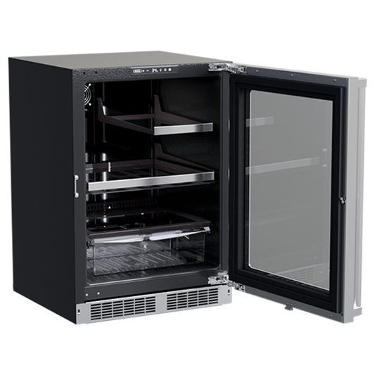 Marvel 24-In Professional Built-In Refrigerator With 3-In-1 Convertible Shelf, Maxstore Bin And Stainless Steel Glass Lock Reversible Hinge