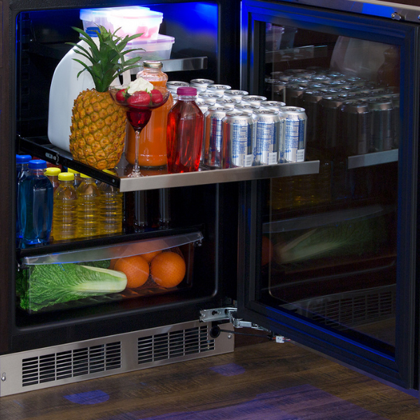 Marvel 24-In Professional Built-In Refrigerator With 3-In-1 Convertible Shelf, Maxstore Bin And Stainless Steel Glass Lock Reversible Hinge