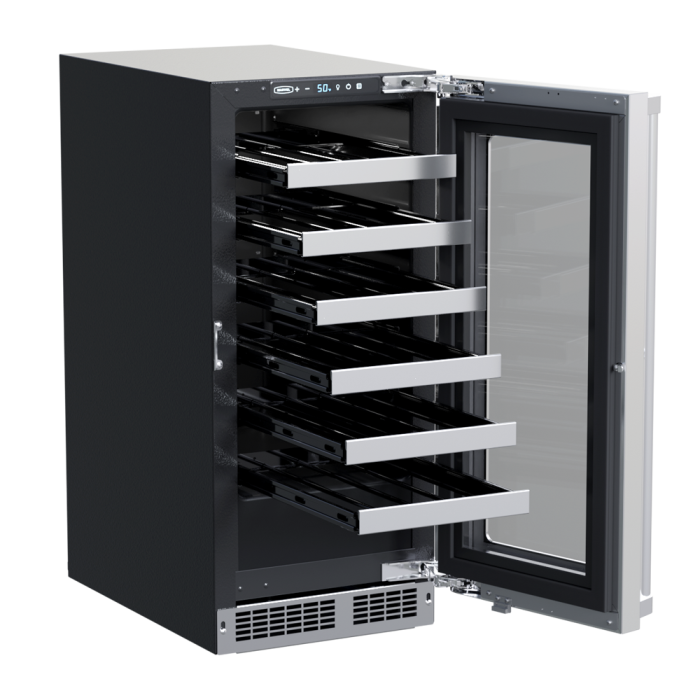 Marvel 15-In Professional Built-In Single Zone Wine Refrigerator With Stainless Steel Glass Lock Reversible Reversible Hinge