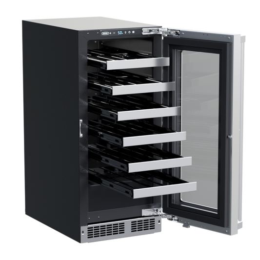 Marvel 15-In Professional Built-In Single Zone Wine Refrigerator With Stainless Steel Glass Lock Reversible Hinge