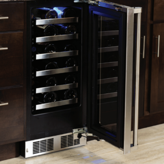 Marvel 15-In Professional Built-In Single Zone Wine Refrigerator With Stainless Steel Glass Lock Reversible Reversible Hinge