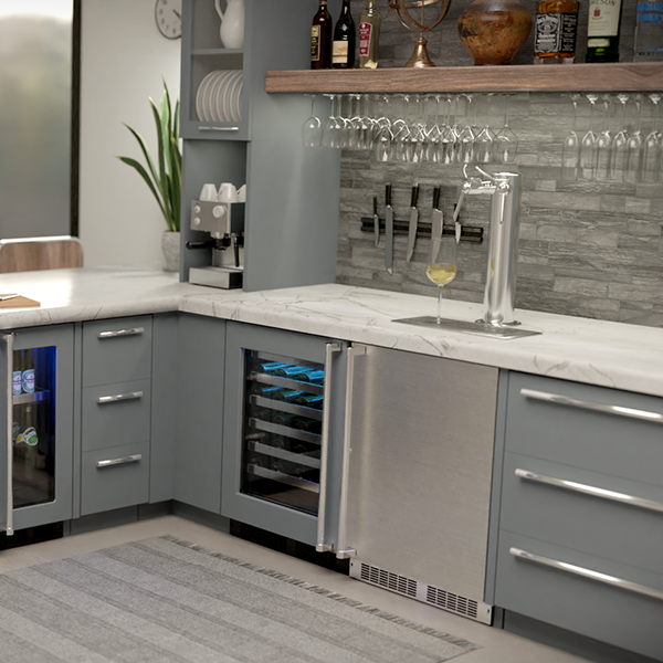 Marvel 24-In Professional Built-In Single Zone Wine Refrigerator With Panel Ready Glass Door Lock Reversible Hinge