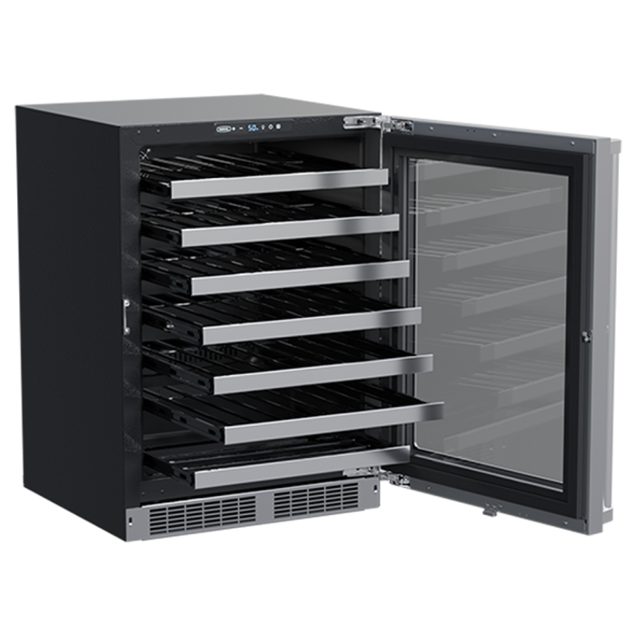 Marvel 24-In Professional Built-In Single Zone Wine Refrigerator With Stainless Steel Glass Lock Reversible Hinge