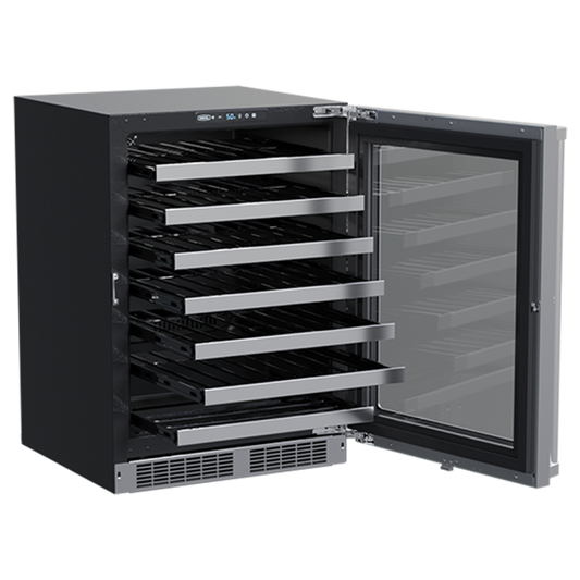 Marvel 24-In Professional Built-In Single Zone Wine Refrigerator With Stainless Steel Glass Lock Reversible Hinge