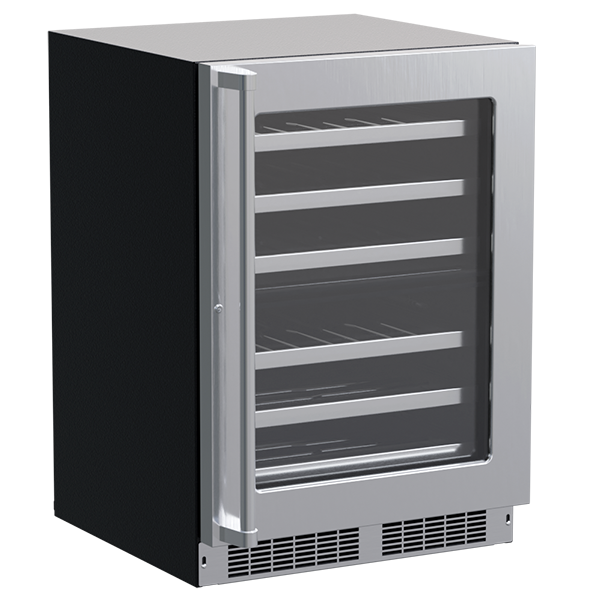 Marvel 24-In Professional Built-In Dual Zone Wine Refrigerator Stainless Steel Glass Lock Reversible Door