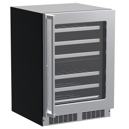 Marvel 24-In Professional Built-In Dual Zone Wine Refrigerator Stainless Steel Glass Lock Reversible Door
