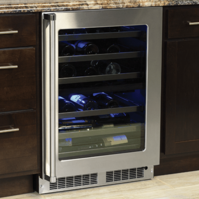 Marvel 24-In Professional Built-In Dual Zone Wine Refrigerator Stainless Steel Glass Lock Reversible Door