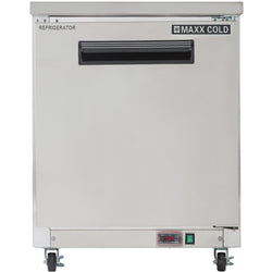 Maxx Cold 27.5 Inch Single Door Undercounter Refrigerator, Stainless Steel