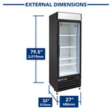 Maxx Cold 27 Inch Merchandiser Freezer, Free Standing, 23 Cu. Ft - Black