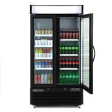 Maxx Cold 36 Inch cuft Double Door Merchandiser Refrigerator, Black Exterior, Swinging Doors
