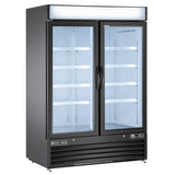 Maxx Cold 54 Inch Double Glass Door Merchandiser Freezer, Free Standing, 48 Cu. Ft -Black