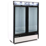 Maxx Cold 54 Inch Glass Door Ice Merchandiser Freezer, 48 Cu. Ft. Storage, Double Door