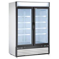 Maxx Cold 54 Inch Double Glass Door Merchandiser Freezer, Free Standing, 48 Cu. Ft.