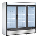 Maxx Cold 81 Inch Triple Glass Door Merchandiser Freezer, Free Standing, 72 Cu. Ft