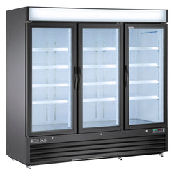 Maxx Cold 81 Inch X-Series 3-Door Merchandiser Refrigerator, Free Standing, 72 Cu. Ft. - Black