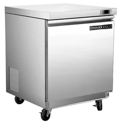 Maxx Cold 29 Inch Single Door Undercounter Refrigerator, Stainless Steel