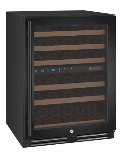 Allavino FlexCount Series 56 Bottle Dual Zone Built-in Wine Cooler Refrigerator with Black Door - Right Hinge