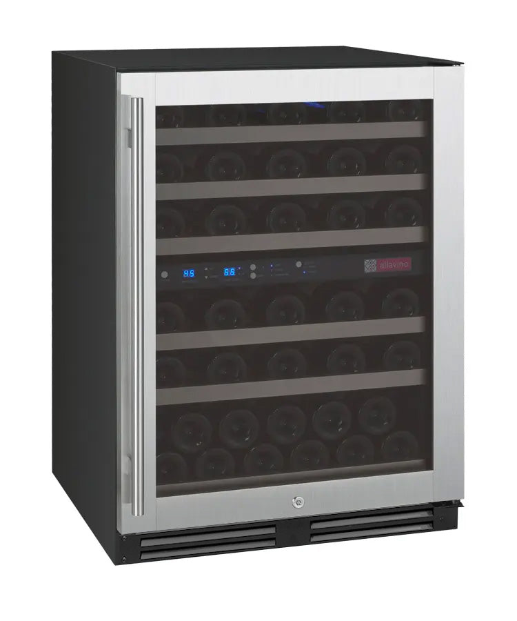 Allavino FlexCount Series 56 Bottle Dual Zone Built-In Wine Refrigerator with Stainless Steel Door - Right Hinge