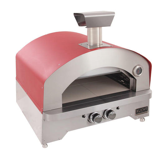 Kucht Napoli Stainless Steel, Countertop & Gas-powered Pizza Oven - Red