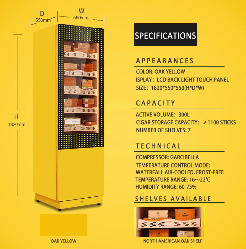 Raching COH300A Precision Climate-Controlled Cigar Humidor Cabinet | 1100 Cigar Capacity