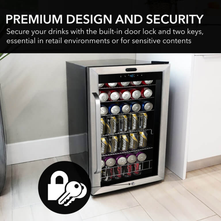 Whynter BR-1211DS 121 Can Freestanding Beverage Refrigerator cooler with Digital Control and Lock Stainless Steel