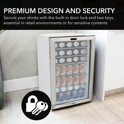 Whynter BR-128WS 120 Can Freestanding Beverage Refrigerator cooler with Lock Stainless Steel