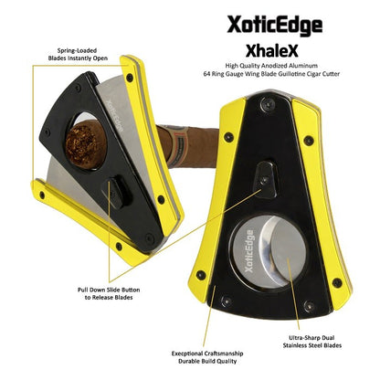 Prestige Import Group High Quality Anodized Aluminum Wing Bladed Guillotine Cutter (Black & Yellow) (64 Ring)