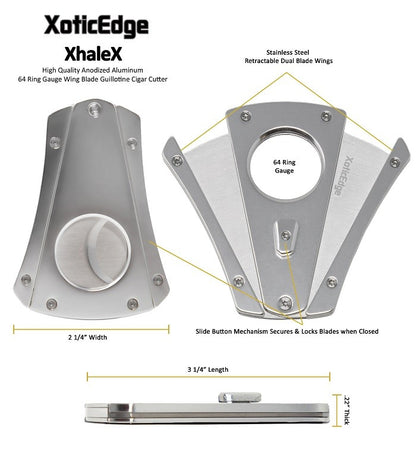 Prestige Import Group High Quality Anodized Aluminum Wing Bladed Guillotine Cutter (Silver) (64 Ring)