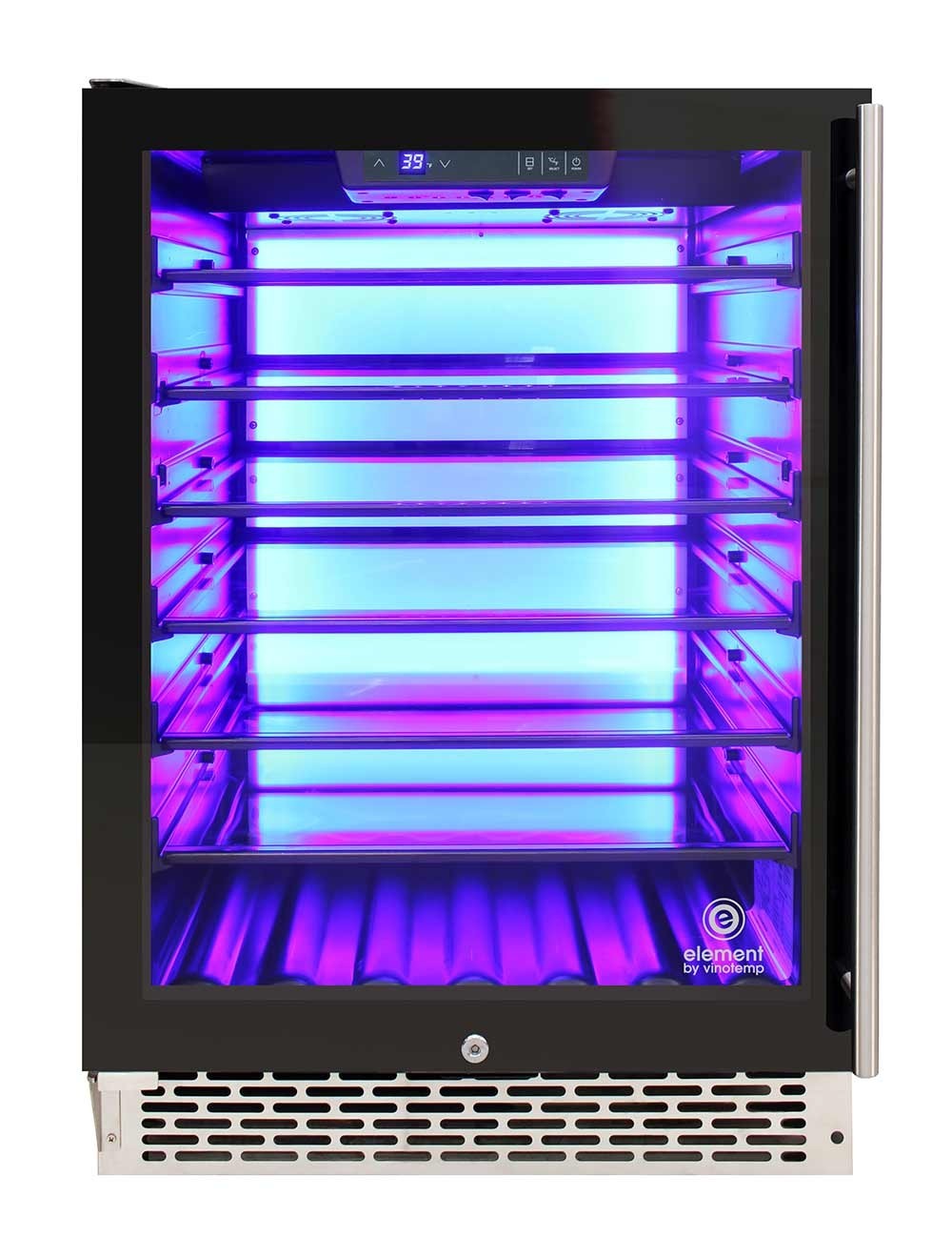 Vinotemp Beverage Cooler, 3 Color Backlit Lighting, Black Body, Stainless Steel Door (Left Hinge)