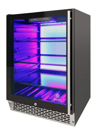 Vinotemp Beverage Cooler, 3 Color Backlit Lighting, Black Body, Stainless Steel Door (Left Hinge)