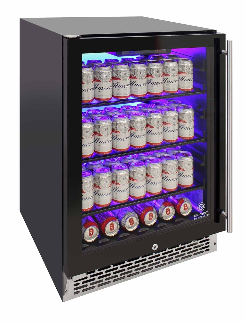 Vinotemp Beverage Cooler, 3 Color Backlit Lighting, Black Body, Stainless Steel Door (Left Hinge)