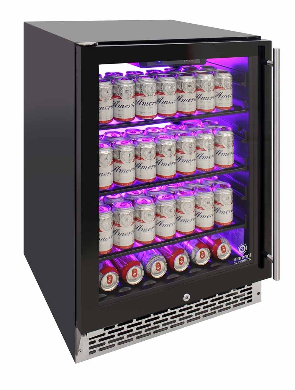 Vinotemp Beverage Cooler, 3 Color Backlit Lighting, Black Body, Stainless Steel Door (Left Hinge)