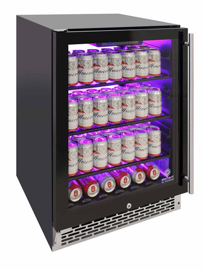 Vinotemp Beverage Cooler, 3 Color Backlit Lighting, Black Body, Stainless Steel Door (Left Hinge)