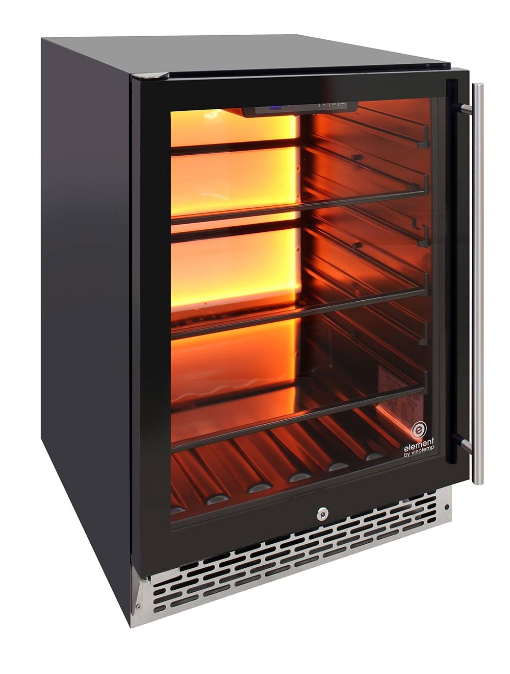 Vinotemp Beverage Cooler, 3 Color Backlit Lighting, Black Body, Stainless Steel Door (Left Hinge)