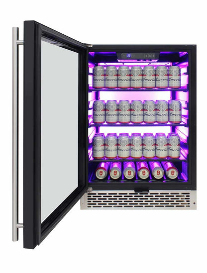 Vinotemp Beverage Cooler, 3 Color Backlit Lighting, Black Body, Stainless Steel Door (Left Hinge)