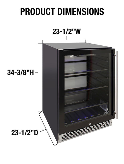 Vinotemp Beverage Cooler, 3 Color Backlit Lighting, Black Body, Stainless Steel Door (Left Hinge)