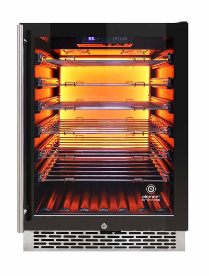 Vinotemp 54 Bottle Wine Cooler, 3 Color Backlit Lighting, Black Body, Stainless Steel Door