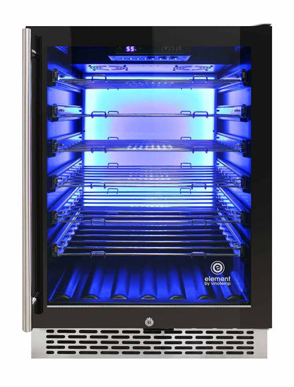 Vinotemp 54 Bottle Wine Cooler, 3 Color Backlit Lighting, Black Body, Stainless Steel Door