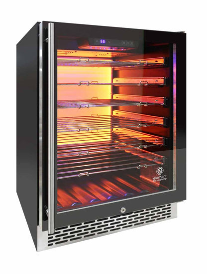 Vinotemp 54 Bottle Wine Cooler, 3 Color Backlit Lighting, Black Body, Stainless Steel Door