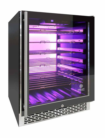 Vinotemp 54 Bottle Wine Cooler, 3 Color Backlit Lighting, Black Body, Stainless Steel Door